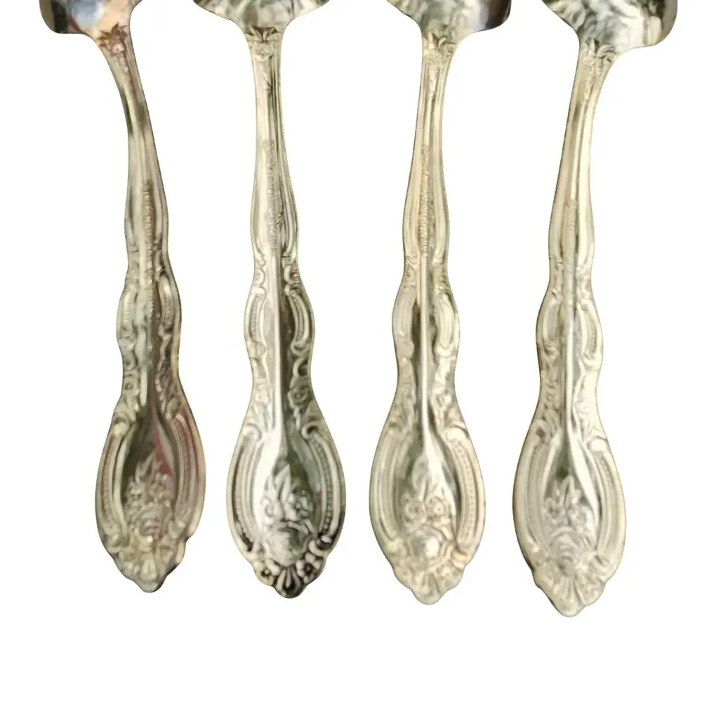 Lot 4 International Silver San Marcos Gold Electroplate Oval Soup Spoons 7 3/8